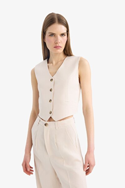 DeFacto Balzer-Weste aus Leinenmischung mit V-Ausschnitt C3828ax25sm