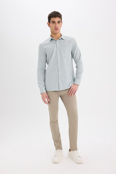 DeFacto Μοντέρνα εφαρμογή Polo Neck Basic μονόχρωμο μακρυμάνικο πουκάμισο E5045AX25SM
