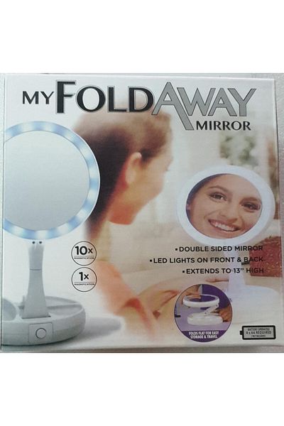 Generic Double-sided LED lighted folding makeup mirror,