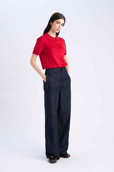 DeFacto Red Knitwear Polo Sweater - Regular Fit, Short Sleeve E3670Ax25Sm
