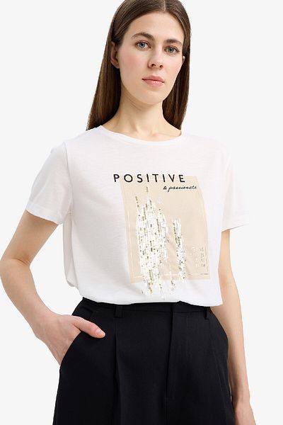 DeFacto Regular Fit Crew Neck Printed Short Sleeve T-Shirt E5143Ax25Sm