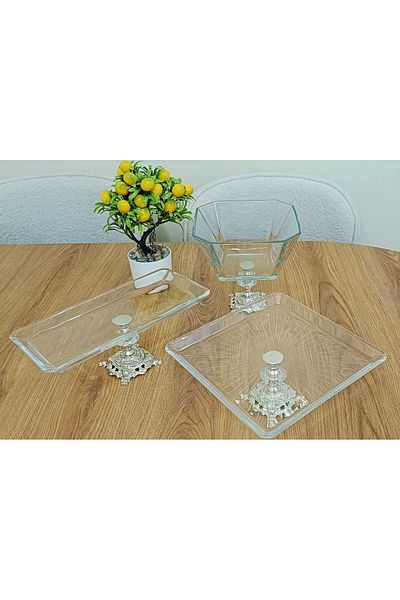 Elta Collection 3 Piece Silver Cake Presentation Holder Cookie Holder Set