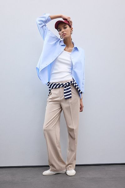 DeFacto Cămașă oversize Wide Fit Basic drept Oxford cu mânecă lungă C4597ax25sp