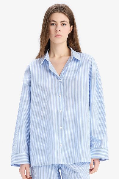 DeFacto Pijama de linie - Top din popelin cu rever, In Love E3113ax25sp