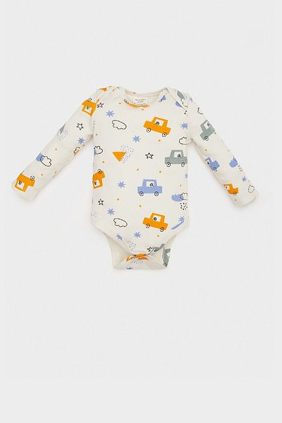 DeFacto Baby Boy – Fahrradkragen für Neugeborene, 2-teiliger, langärmliger Body mit Druckknopfverschluss und Autodruck E6304A525SP