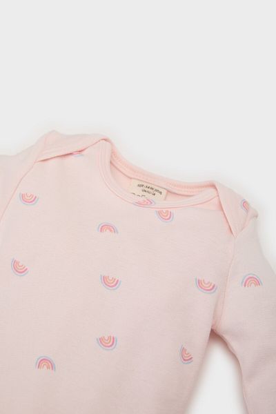 DeFacto Rainbow Print Long Sleeve Snap Body for Newborn Baby Girl - E6319A525Sp
