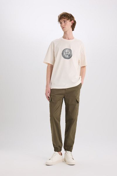 DeFacto 100% Cotton Boxy Fit Crew Neck Printed Short Sleeve T-Shirt E4542Ax25Sm