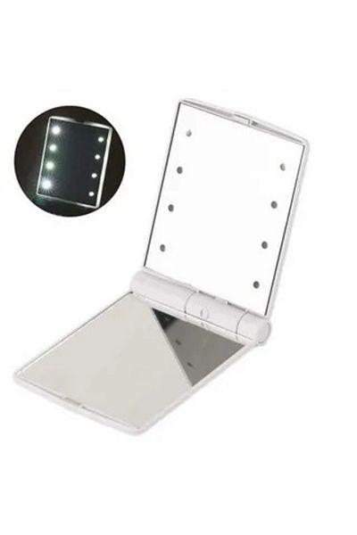 Generic 2pcs Travel Mirror, Portable LED Lighted Makeup Mirror with 8 Dimmable LED Lights,