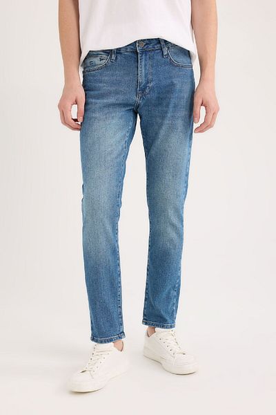 DeFacto Pedro Slim Fit στενή εφαρμογή κανονική μέση στενό τζιν παντελόνι E5429AX25SP