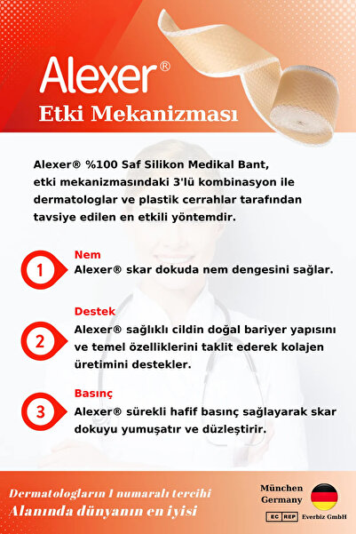 Alexer Soft Silikon Bant Estetik Keloid Yanık Sezaryen Dikiş Ameliyat Izi Giderici 2,5cm X 3m