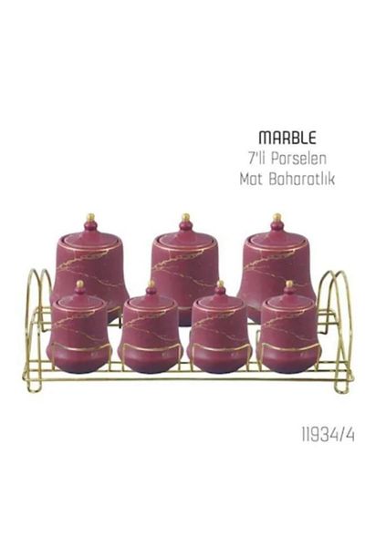 MadaMelya Marble Porcelain Spice Rack Set (7 Pieces)
