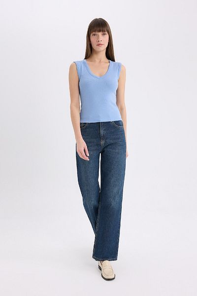 DeFacto Podkoszulek Slim Fit Slim Cut V Neck Rib E5779AX25SP