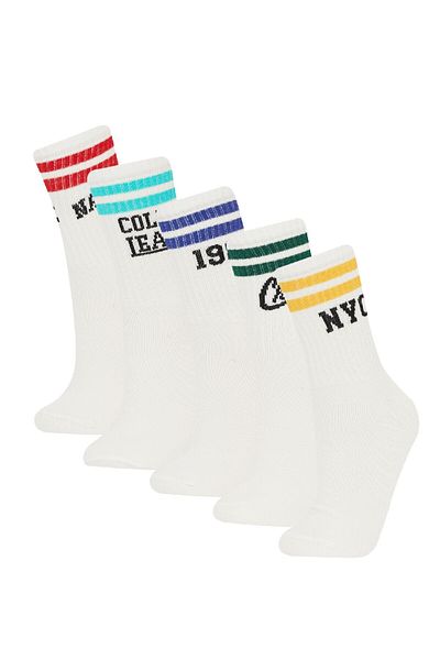 DeFacto Bequeme elastische 5-teilige lange Baumwollsocken für Jungen E5531a8ns