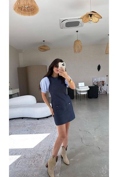 SHOP MY Luxury Quality Poplin Sleeve Lycra Soft Jean Dress