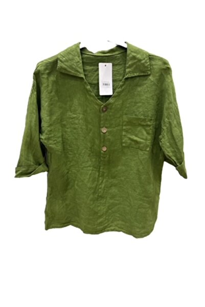 PHUTİ COLLECTION Ιταλική λινή μπλούζα με τρία κουμπιά