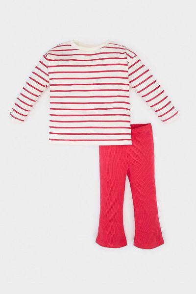 DeFacto Baby Girl 2 Piece Set Stripe Long Sleeve T-Shirt Flared Leggings