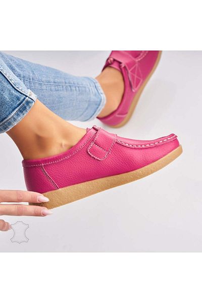 Joana Women's Loafers Natural Leather Fuchsia Genesi