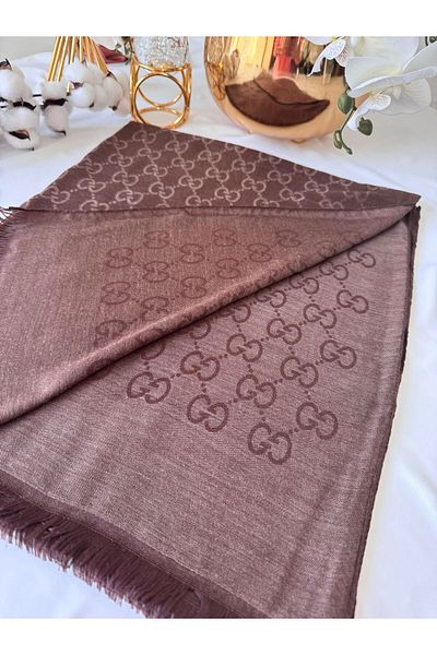 incili dükkan Dark Brown Tone g Motif Yun Silk Shawl