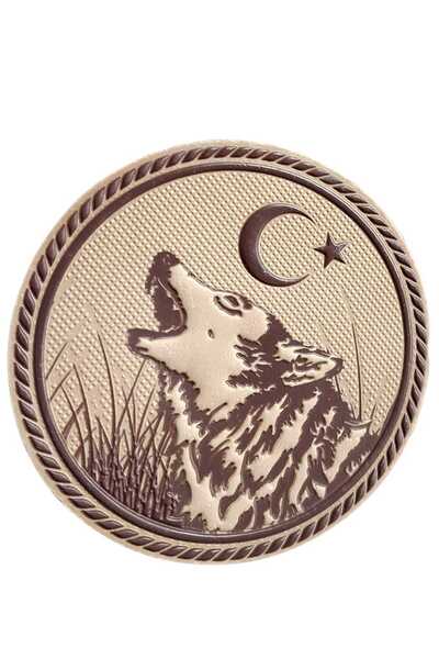 AskerVadisi Ayyıldızlı Howling Wolf Silicone Patch Arma Beige Color Velcro
