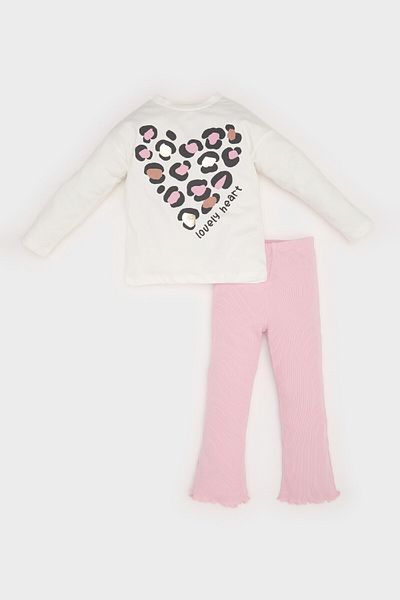 DeFacto Baby Girl 2 Piece Set Leopard Print Long Sleeve T-Shirt Elastic Waist Leggings