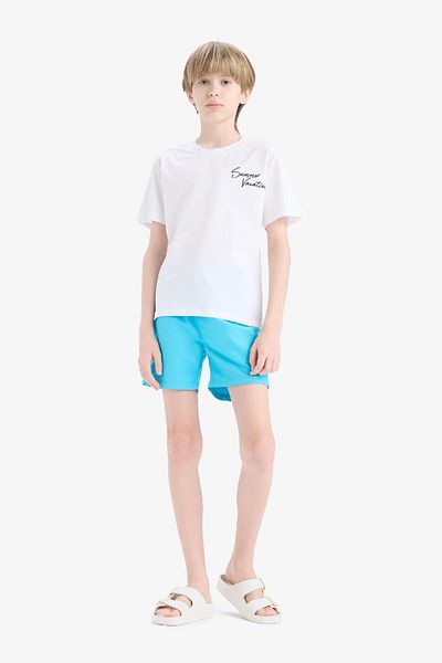 DeFacto Tricou cu mânecă scurtă imprimat cu gât crew pentru băieți E3740A825SM