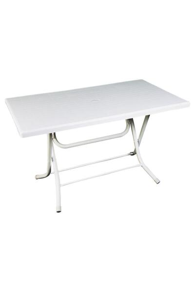 Omnipazar SY-2577 Beyaz Dikdörtgen Plastik Katlanır Masa 70x120cm