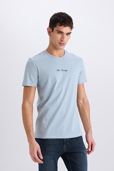 DeFacto 100% βαμβακερό κοντομάνικο μπλουζάκι με λεπτή εφαρμογή με λεπτή εφαρμογή X3932az25sm