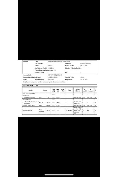 Natural 0.1 Asit Oranı Yüksek Polifenol Organik Zeytinyağı (ELİF HANIM ÇİFTLİĞİ) 5 Litre