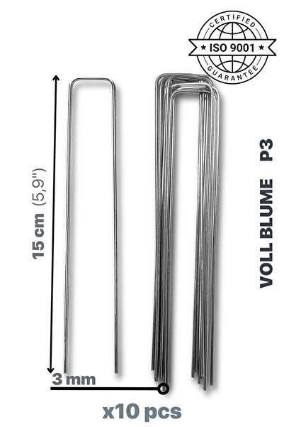 VOLL BLUME P3 15cm çadır kazığı Çelik Metal Peyzaj Demiri Kaymaz Kancalı Bran...