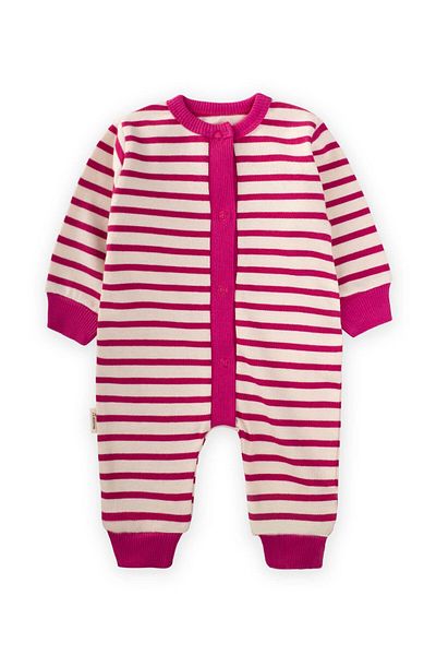 Cigit 0-3 Years Fuchsia Striped Knitwear Jumpsuit
