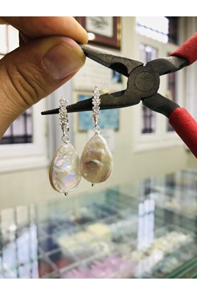 DURAN TAKI TASARIM Barok Inci Zirkon Taşlı Gümüş Küpe