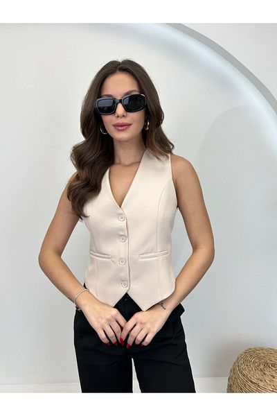 Elif Özbey Butik Stone Woven Detailed Vest