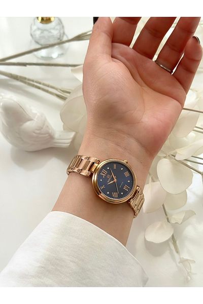 Forsining -Naviforce-(Rose Color) Women's Wristwatch with Navy Blue Inner Dial