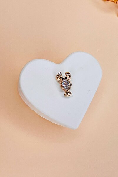 Elassin Aksesuar Akrep Model Zirkon Taşlı Gold Renk Tekli Model Küpe 1,5 Cm