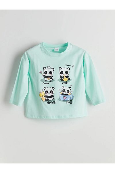 LC Waikiki Lcw Kids Turquoise Crew Neck Girls Pajamas Set