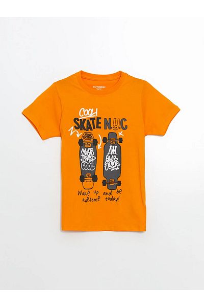 LC Waikiki Lcw Kids Orange Crew Neck Boy Pajamas Set