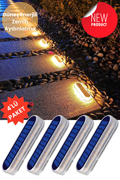 Trendpoint (4Adet) Güneş Enerjili Dekoratif Zemin Aydınlatma Solar Bahçe Peyz...