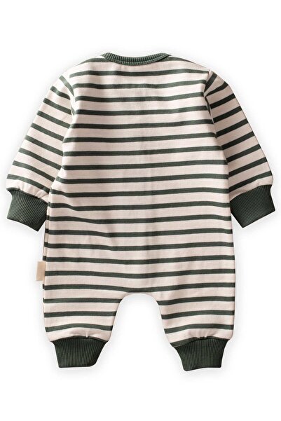 Cigit Striped Knitwear Jumpsuit 0-3 Years Khaki Green