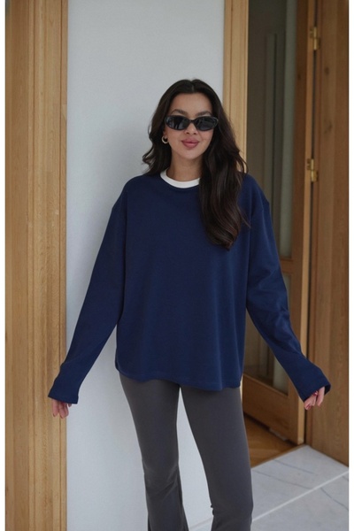 BRTC design Жіночий світшот з синім коміром та кольоровими деталями