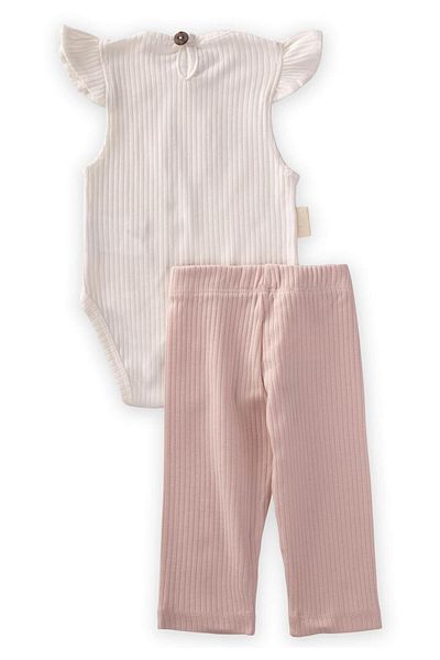 Cigit Label Detailed Ribbed Bodysuit 0-3 Years Off White