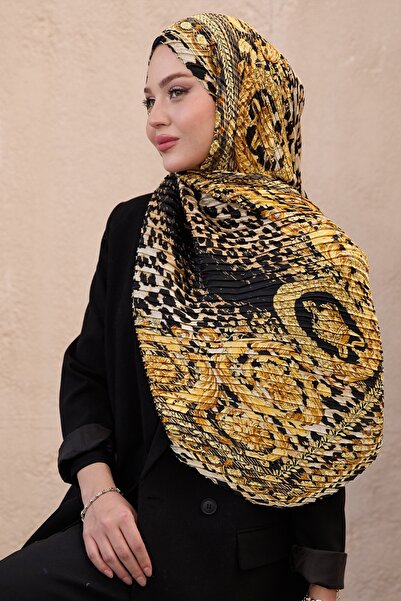 diorel Leopar Desen Saten İpek Şal
