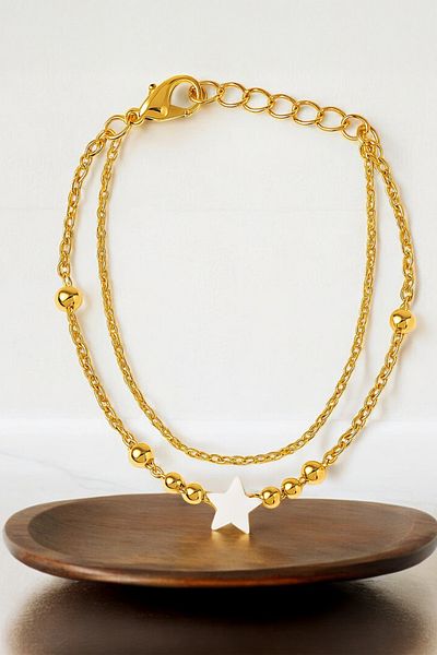 MakeWell Summer Pearl Beaded Natural Stone Heart and Star Design Bracelets for Summer