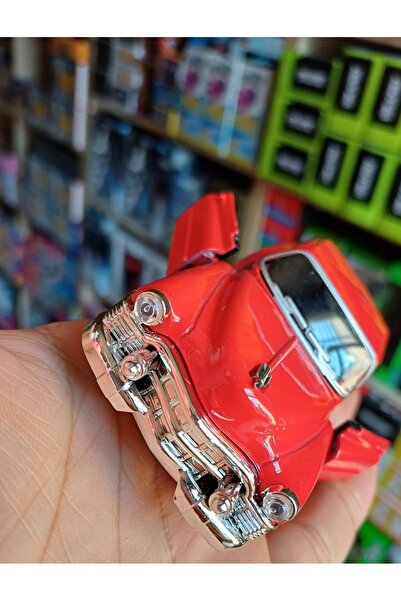OYUNCAKSAHİLİ KLASİK MODEL KIRMIZI METAL ARABA 1.36 ÖLÇEK DIECAST ARABA KAPILAR AÇILIR ÇEKBIRAK 12.5CM