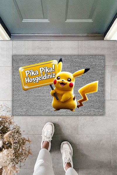 Dormot Home Modern Digital Doormat Gray Pikachu Welcome Door Front Mat
