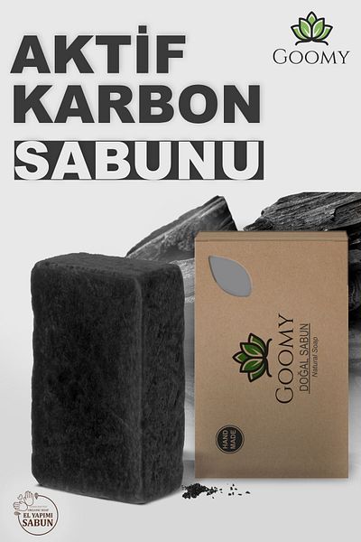 GOOMY Premium Handmade 100% Natural and Organic Activated Carbon Soap 120Gr