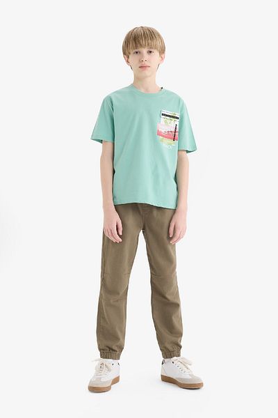 DeFacto Boy's Crew Neck Printed Short Sleeve T-Shirt E0094A825Sm