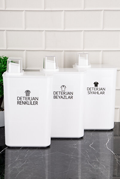 DNS HOME 3-Piece Self-Scaled Detergent Storage Container Colors Whites Blacks Detergent Dispenser Set 3000 ml