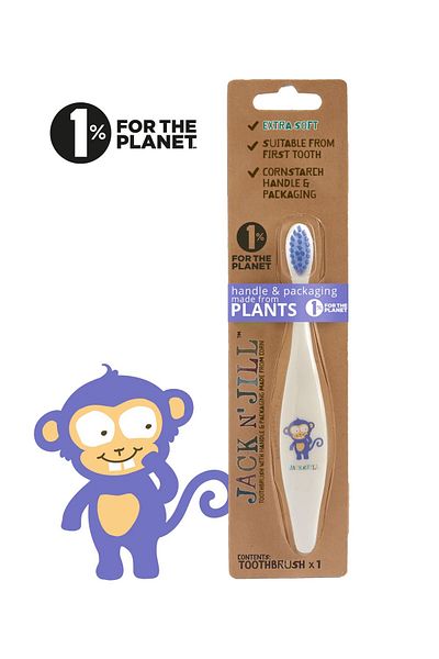 Jack N'Jill All Natural Dental Care Kit for Kids (Monkey Toothbrush + Unflavored Toothpaste 50g)