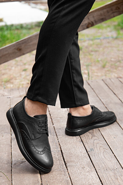 MY GROSS SHOES Erkek Siyah Klasik Hakiki Deri Ortapedik Poli Taban Ayakkabı