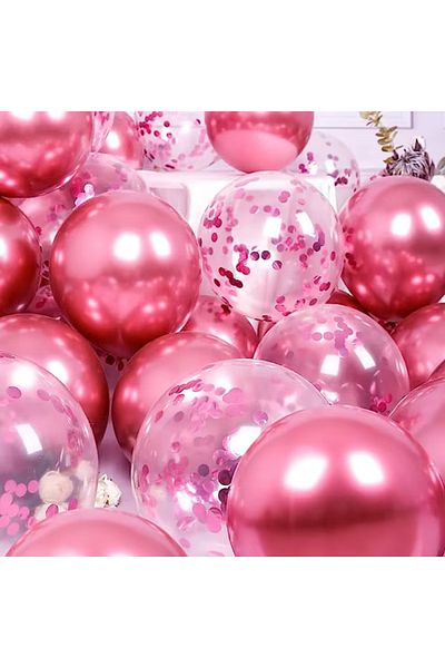 party world Set of 10 Chrome & Confetti Balloons – Color Options